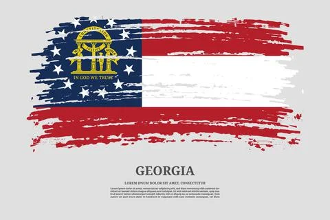Georgia flag with brush stroke effect and information text poster, vector Stock Illustration