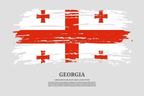 Georgia flag with brush stroke effect and information text poster, vector Stock Illustration