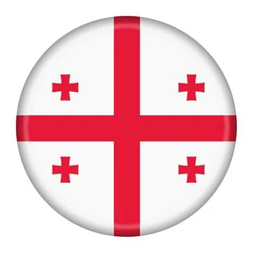 Georgia flag button 3d illustration with clipping path Stock Illustration