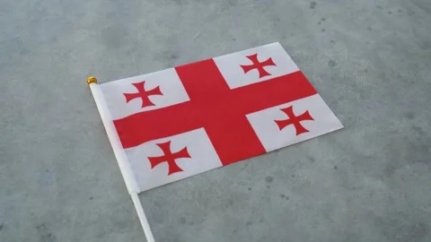 Georgia flag close up on isolated background. Concept Georgian country flag. Stock Footage 344083743