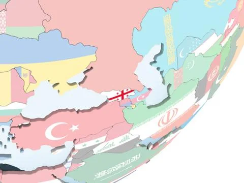 Georgia with flag on globe Stock Illustration