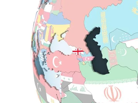 Georgia with flag on globe Stock Illustration