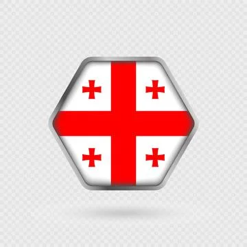 Georgia flag in a hexagon frame. Stock Illustration