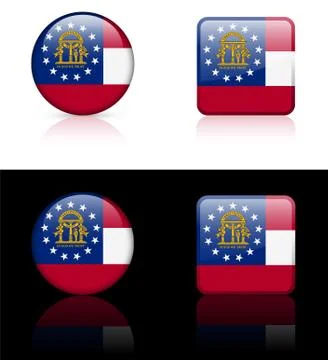 Georgia Flag Icon on Internet Button Stock Illustration