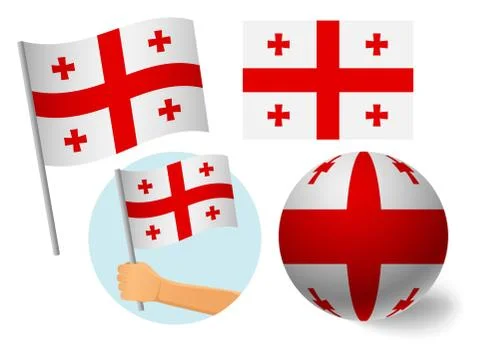 Georgia flag icon set Stock Illustration