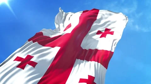 Georgia Flag Low Angle View Stock Footage 295690631