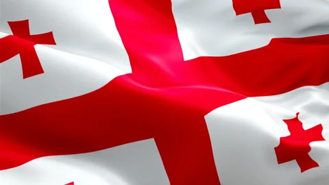 Georgia flag Motion Loop video waving in wind. Realistic Georgian Flag Stock Footage 109198560