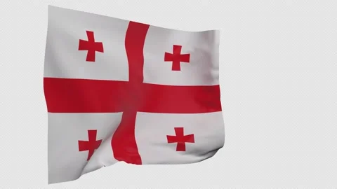 Georgia flag on pole Stock Footage 148358636
