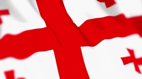 Georgia Flag Seamless Loop 4k 60fps on Sky Background Stock Footage 340345289