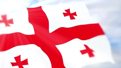 Georgia Flag Seamless Loop 4k 60fps on Sky Background Stock Footage 340624350