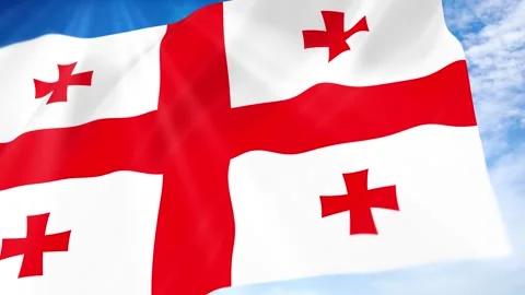 Georgia Flag Seamless Loop 4k 60fps on Sky Background 動画素材 341673133