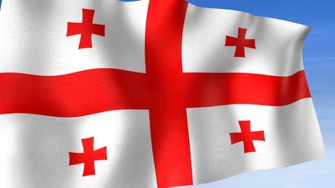 Georgia Flag - Set of 3 Angles with Masks [3WaveSeries] Stock Footage 105307100