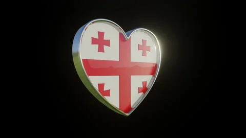 Georgia Flag in the Shape of 3D Heart. Stock Footage 134391144