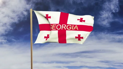 Georgia flag with title waving in the wind. Looping sun rises style.  Animation 스톡 동영상 47971914