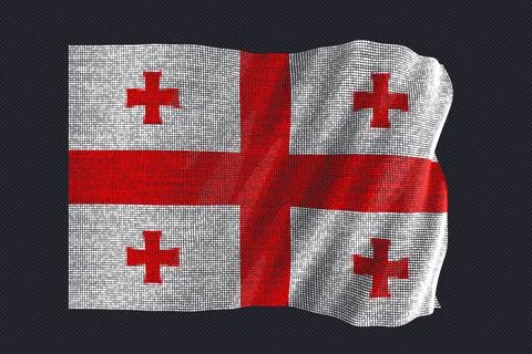 Georgia flag vector made of glowing particles. This 3D digital flag waves w.. Stock Illustration