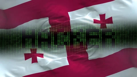 Georgia flag - Waving flag on matrix binary code background Stock Footage 321420007