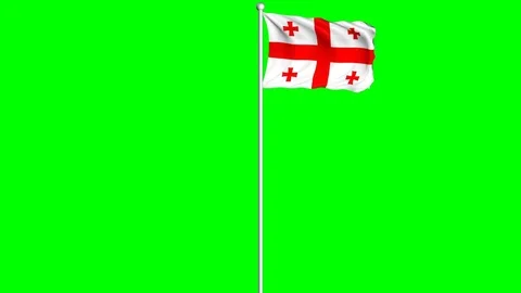Georgia Flag Waving Fluttering on Wind Loopable Green Blue Screen Matte Video stock 77580657