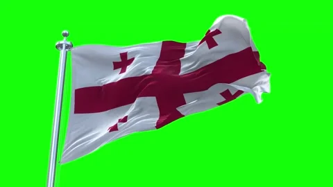 Georgia Flag Waving in Loopable and Textured green screen background Stock Footage 296876674