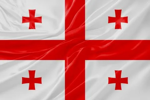 Georgia Flag Waving Textures Silk Background Stock Illustration