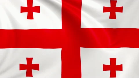 Georgia flag waving in the wind with high quality texture in 4K Vídeo Stock 130447957