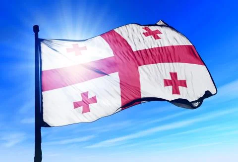 Georgia flag waving on the wind Stock Illustration