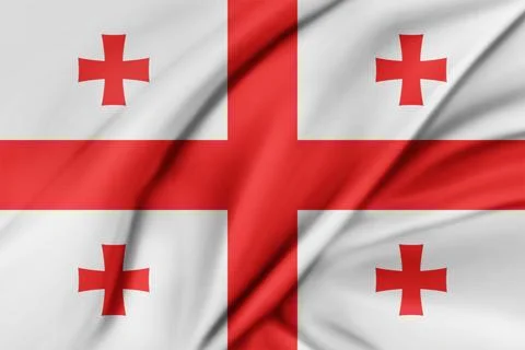 Georgia Flag Wind Waving Close Up Stock Illustration