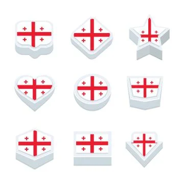 Georgia flags icons and button set nine styles Stock Illustration