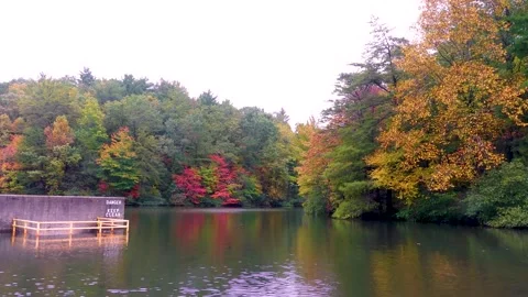 Georgia Fort Mountain Fall  A view of Fort Mountain Lake and several trees a 動画素材 141158035