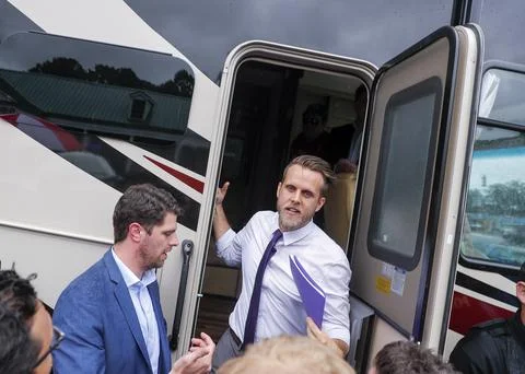 Georgia GOP canddidate Michael Williams appears at a 'Deportation Bus Tour' stop Stock Photos