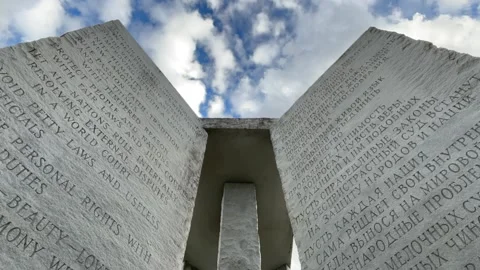 Georgia Guidestones - Low Angle Timelapse - English Stock Footage 166221835