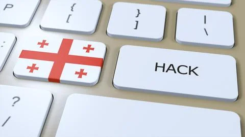 Georgia Hack of Country or Hacker Attack 3D Illustration. Country National Flag Illustrazione stock
