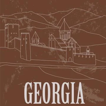 Georgia landmarks. Retro styled image Stock Illustration