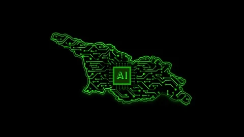 Georgia Map AI Chipset Technology Opener Video stock 337055465