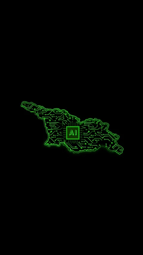 Georgia Map AI Chipset Technology Opener Vídeo Stock 337171588