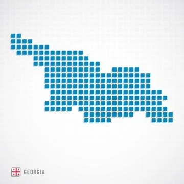 Georgia map and flag icon Stock Illustration