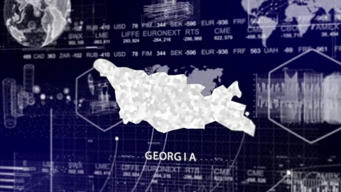 Georgia Map Animation Loop | Growth, GDP, Oil Economy &amp; Development Insights Stock Footage 331571394