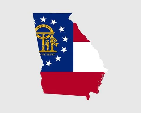 Georgia Map Flag. Map of GA, USA with the state flag. Stock Illustration