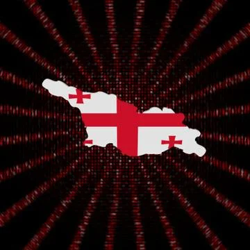 Georgia map flag on red hex code burst illustration Stock Illustration