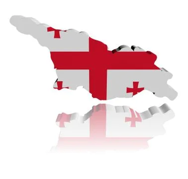 Georgia map flag with reflection illustration Stock Illustration
