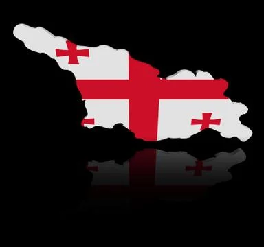 Georgia map flag with reflection illustration Stock Illustration
