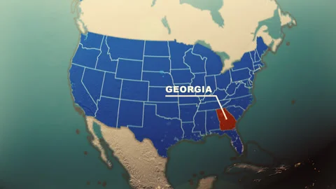 Georgia Map Highlight USA 3D Political Globe Animation Stock Footage 313418146