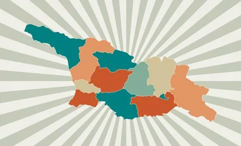 Georgia map. Poster with map of the country in retro color palette. Shape o.. Illustrazione stock