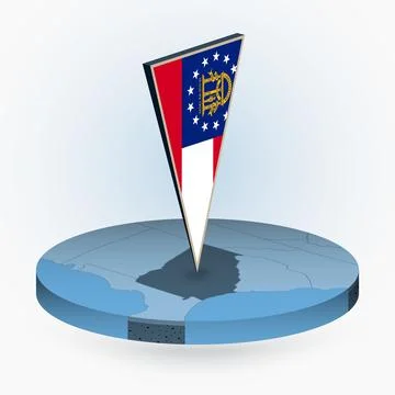 Georgia map in round isometric style with triangular 3D flag of US State Ge.. Stock Illustration