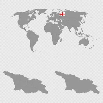Georgia Map Set with World Location. Stock Illustration
