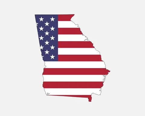 Georgia Map USA Flag Stock Illustration
