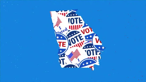 Georgia Map with Vote Pattern on Blue Background Видео 347176763