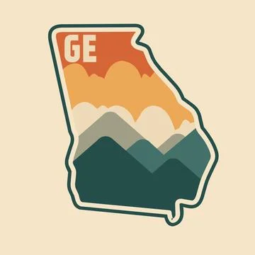 Georgia Mountain Range Badge Stock Illustration