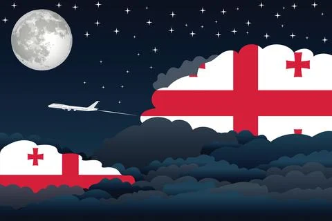Georgia Night Clouds Airplane Vector Illustration Stock-Illustration