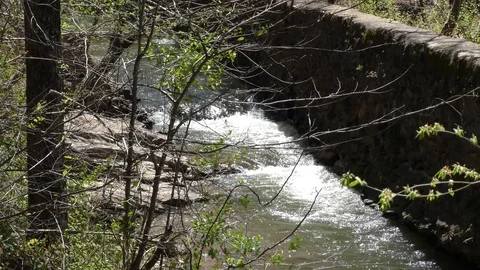 Georgia, Olde Rope Mill Rd Park, A waterfall and rapids in the Olde Rope Mill Stock Footage 88440125