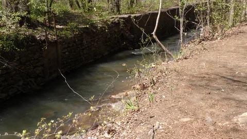 Georgia, Olde Rope Mill Rd Park, Looking downstream on the raceway with flowi Vidéo 88448041